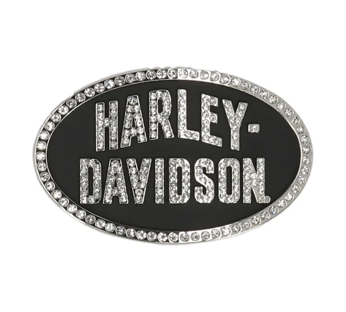 [LMD-02165-4] Women's Oval Embellished Belt Buckle - Antique Nickle Finish