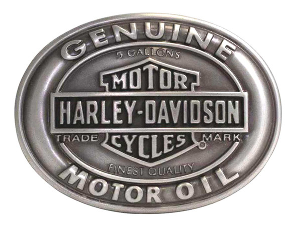 [LMD-02166-1] Men's Genuine Motor Oil Belt Buckle, Antique Silver Finish