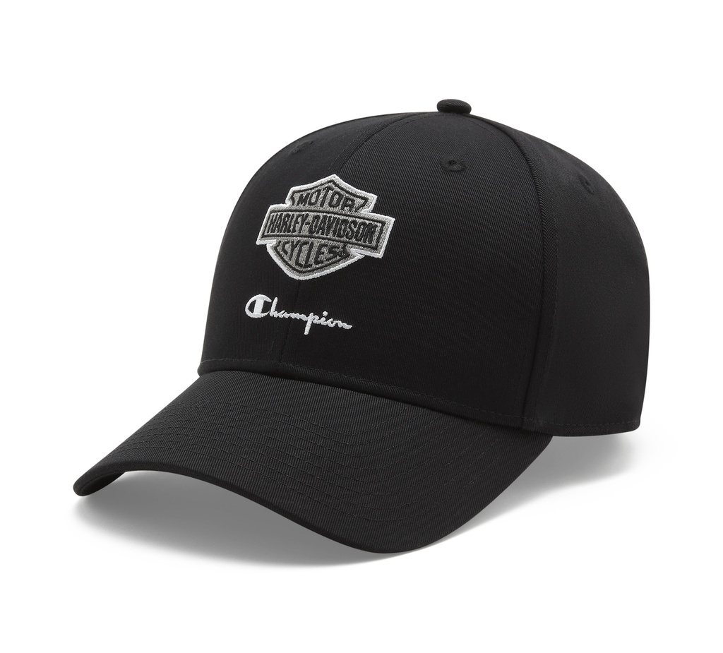 [97815-24VM] Champion x Harley-Davidson Adjustable Baseball Cap - Black & Silver Champion