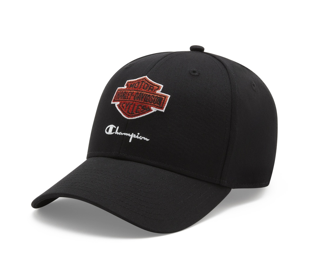 [97819-24VM] Champion x Harley-Davidson Adjustable Baseball Cap - Black & Orange Champion