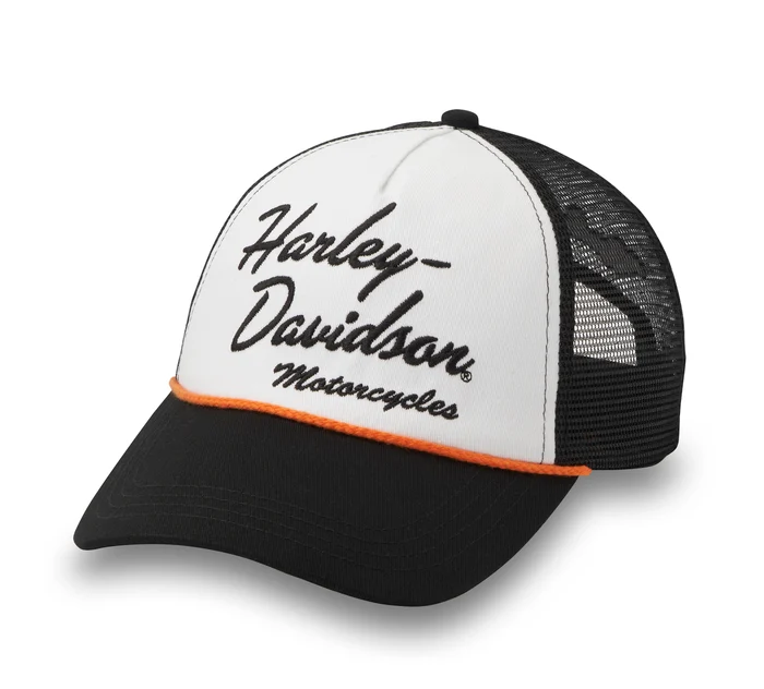 [99410-25VW] Women's Harley-Davidson Script Trucker Cap - Colorblocked - Bright White