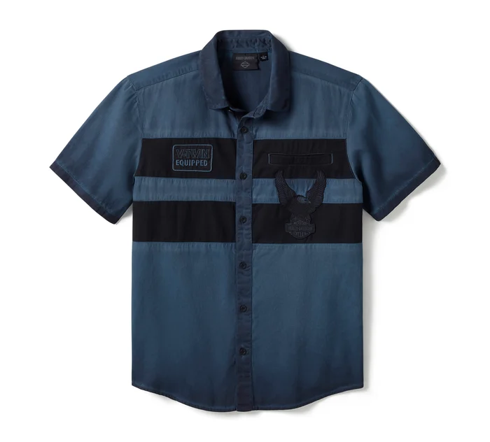 Iron Bond II Short Sleeve Shirt - Colorblock - Mood Indigo & Harley Black