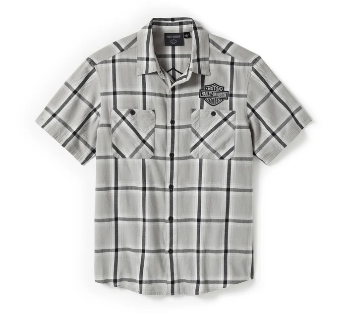 Bar & Shield Staple Short Sleeve Shirt - Plaid - Ghost Gray & Asphalt