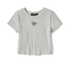 Essential Arched Font Babydoll Tee - Light Grey Heather