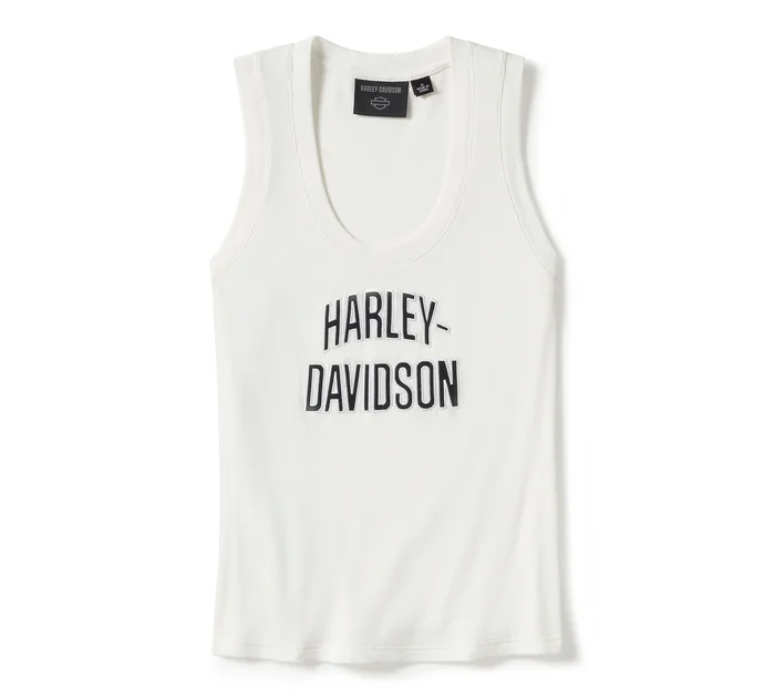 Women's Essential Arched Font Ribbed Tank - Cloud Dancer