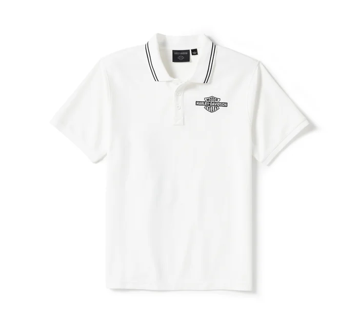 Men's Bar & Shield Solid Pique Polo - Bright White