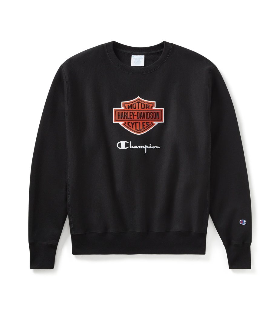 Champion x Harley-Davidson Fanatic Crew Neck Sweatshirt - Black & Orange Champion