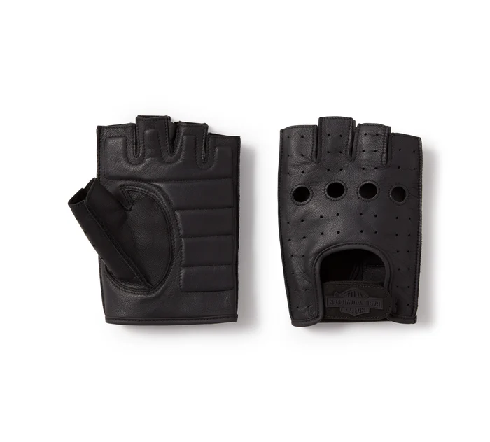 Men's H-D Fingerless Leather Riding Gloves