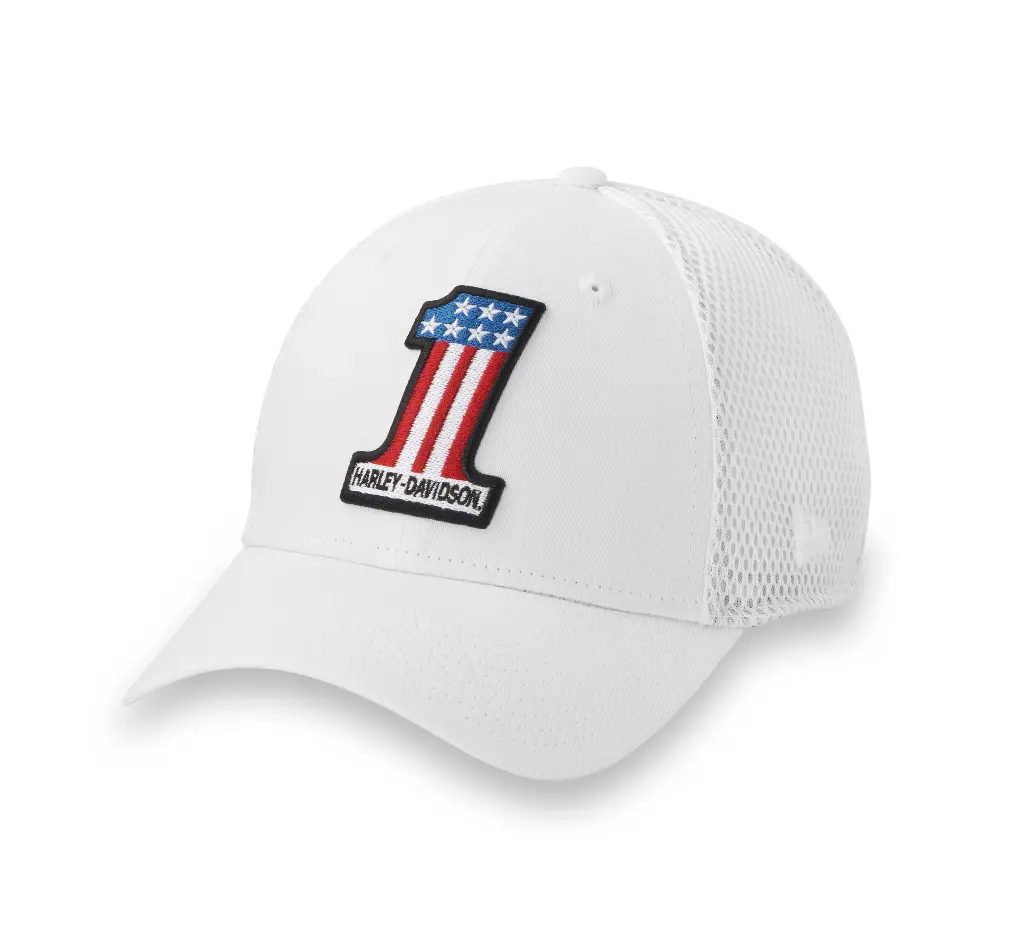 #1 Logo Fitted 39THIRTY Baseball Hat - Bright White