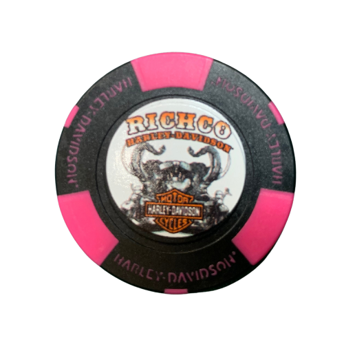 [LDW-02266-8] Poker Chip - Black/Neon Pink