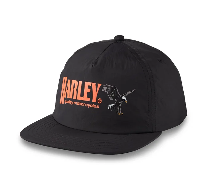 [97733-24VM] Rising Eagle Vintage Five Panel Adjustable Cap - Harley Black