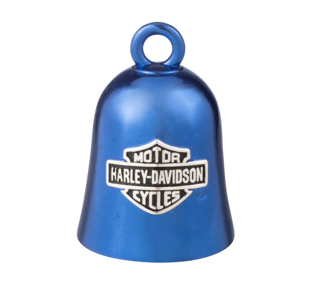 [LJG-224508] BLUE AND SILVER BAR AND SHIELD ENGRAVED LOGO RIDE BELL.