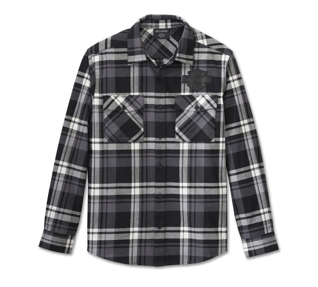 Men's Bar & Shield Flannel Shirt - Plaid - Harley Black & Blackened Pearl