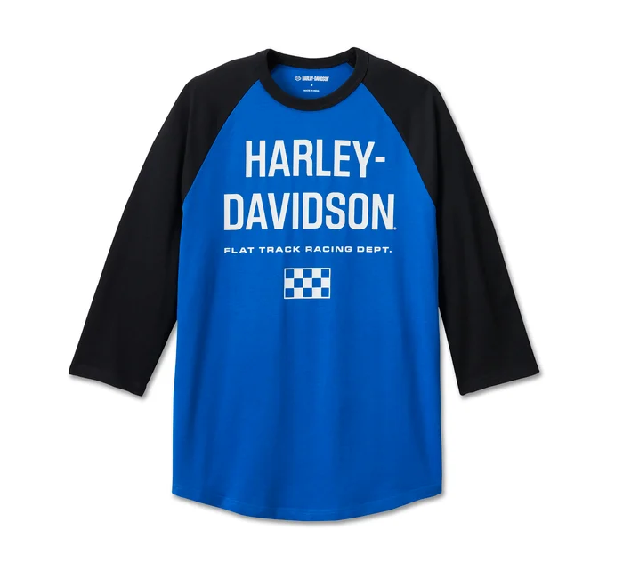 Men's Throttle Back 3/4 Sleeve Tee - Colorblocked - Lapis Blue