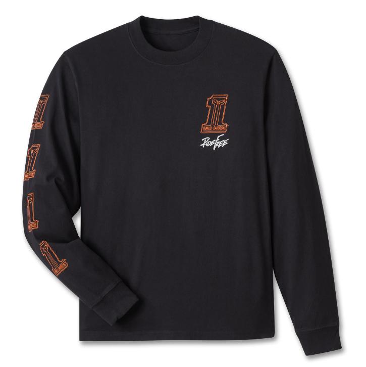 Willie G #1 Skull Sketch Long Sleeve Tee - True Black