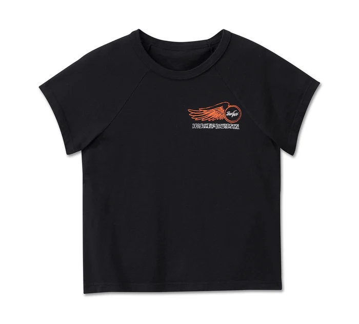 Women's Willie G Winged Wheel Baby Doll Tee - True Black