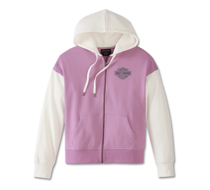 Women's Special Racer Front Zip Front Hoodie - Colorblocked - Lavender Herb