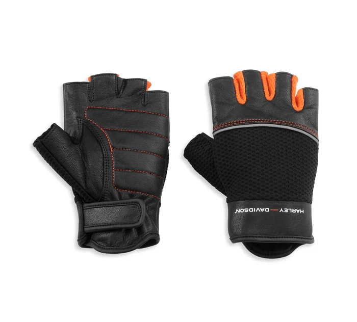 Women's H-D New Horizon Mesh & Leather Fingerless Gloves