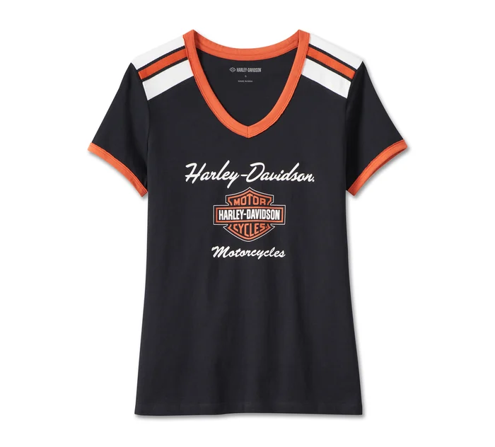 Women's Iconic V-Neck Shoulder Stripe Tee