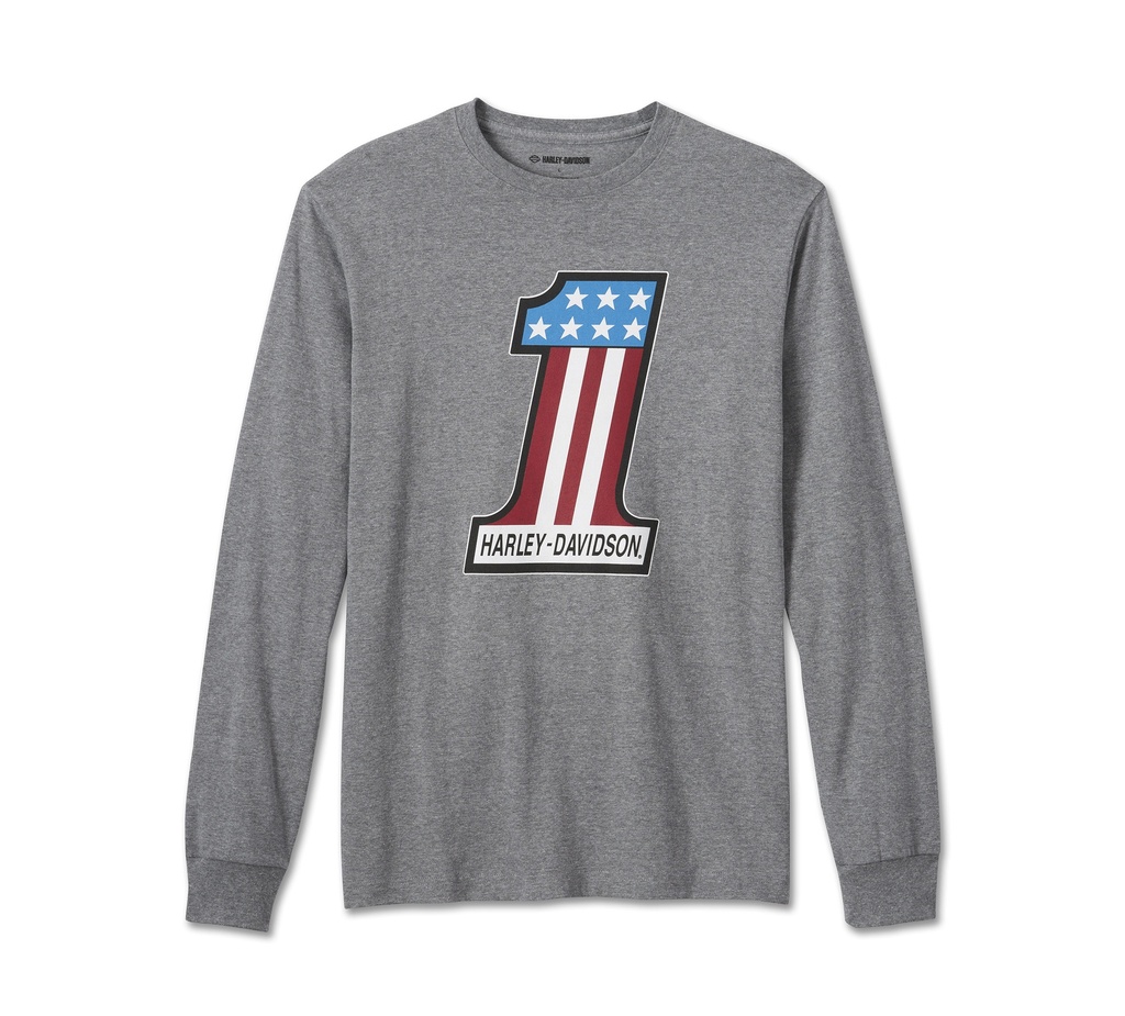 Men's #1 Racing Long Sleeve Tee - Medium Heather Grey