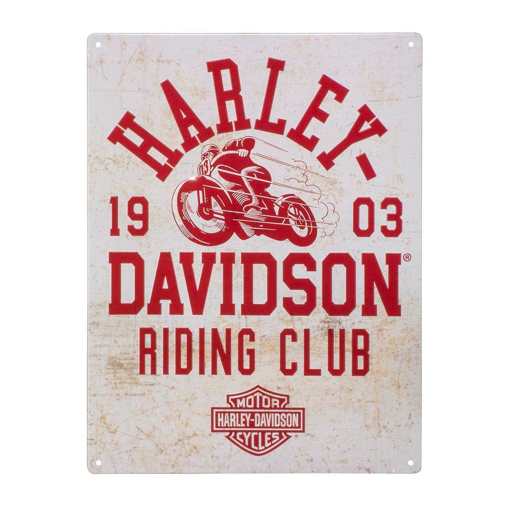 [LAC-01900-2] Embossed Tin Sign, Riding Club Bar & Shield Logo