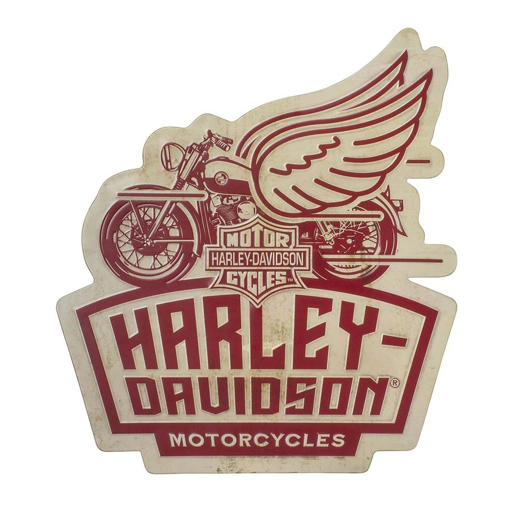 [LAC-01902-6] Harley-Davidson® Embossed Tin Sign, Winged Motorcycle