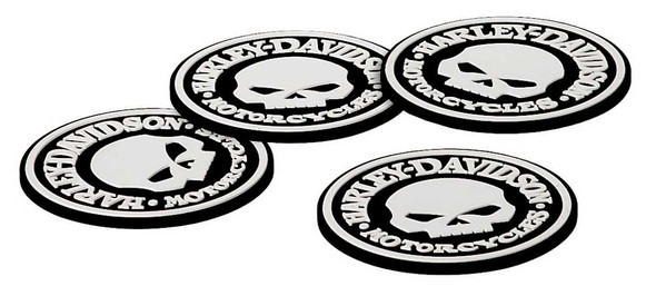 [LAC-01907-1] Harley-Davidson® Skull Coasters Set - 4 Rubber Coasters
