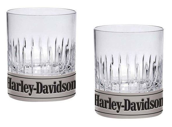 [LAC-02079-4] Old Fashioned Rocks 9 oz. Glasses Metal Base (Set of 2)