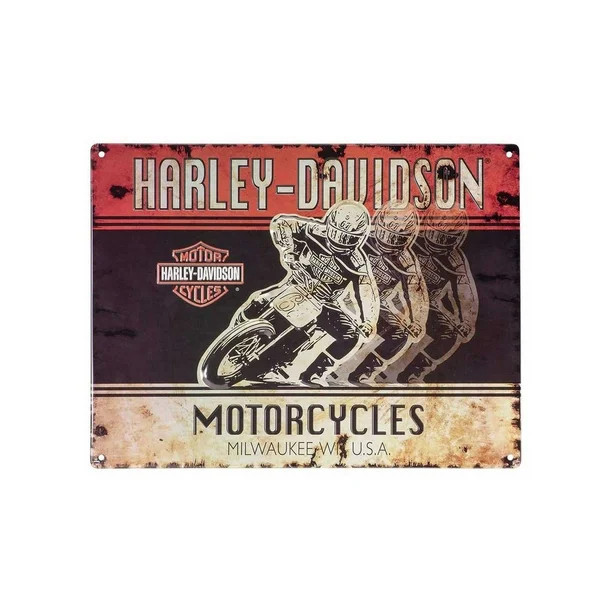 [LAC-02087-9] Embossed Racers Motorcycle Tin Sign