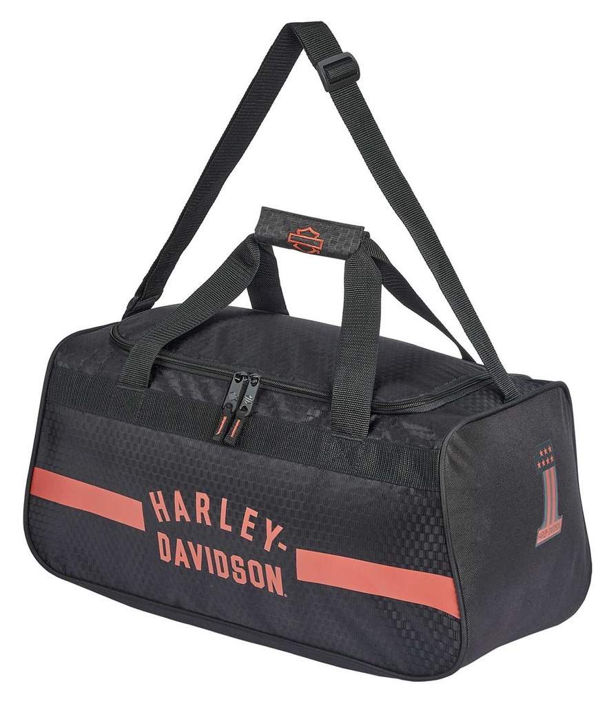 [LAT-02098-5] Rust Orange #1 Logo Sports Duffel Bag w/ Shoulder Strap Black