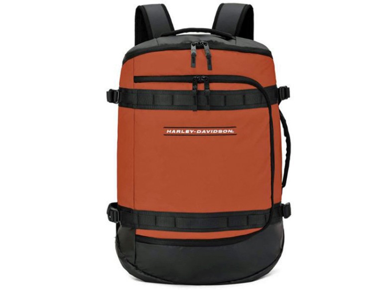 [LAT-02174-6] Harley-Davidson® Water-Resistant Racing Travel Duffel Bag/Backpack - Rust Orange