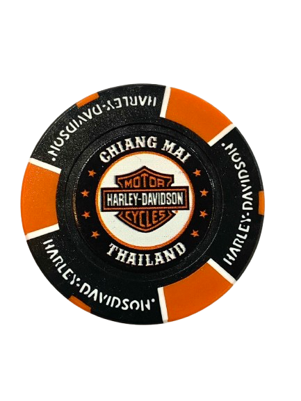 [LDW-01028-0] Poker Chip - Black/Orange
