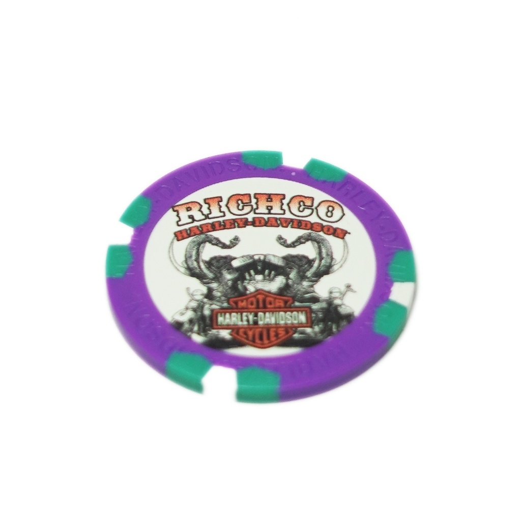 [LDW-01831-9] Poker Chip - Purple/Teal
