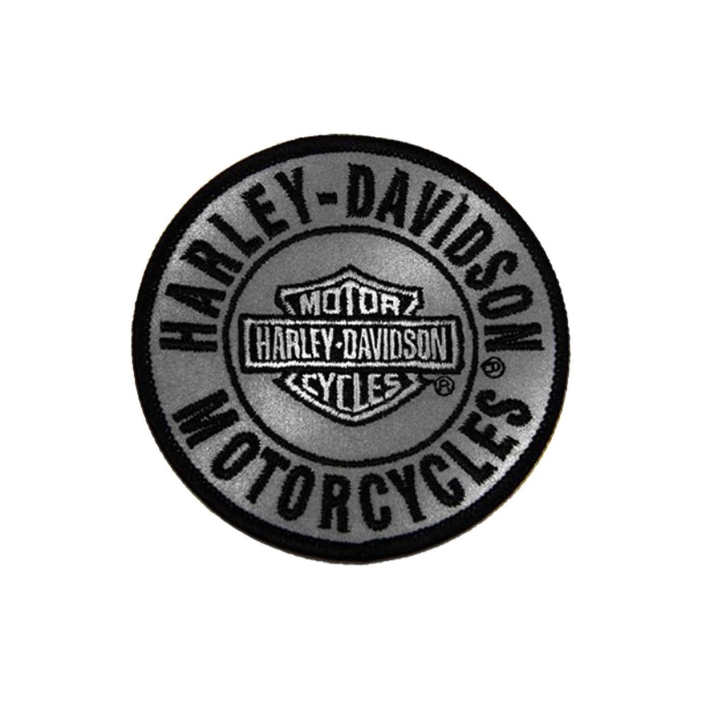 [LSA-02057-2] Harley-Davidson 3in. Embroidered Reflective Round B&S Logo Emblem Sew-On Patch