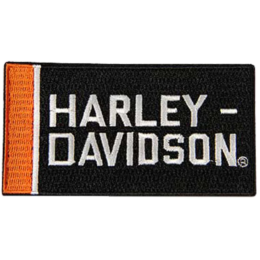 [LSA-02064-0] Harley-Davidson® 4 in. Embroidered Bold Orange Bar Emblem Sew-On Patch - Black